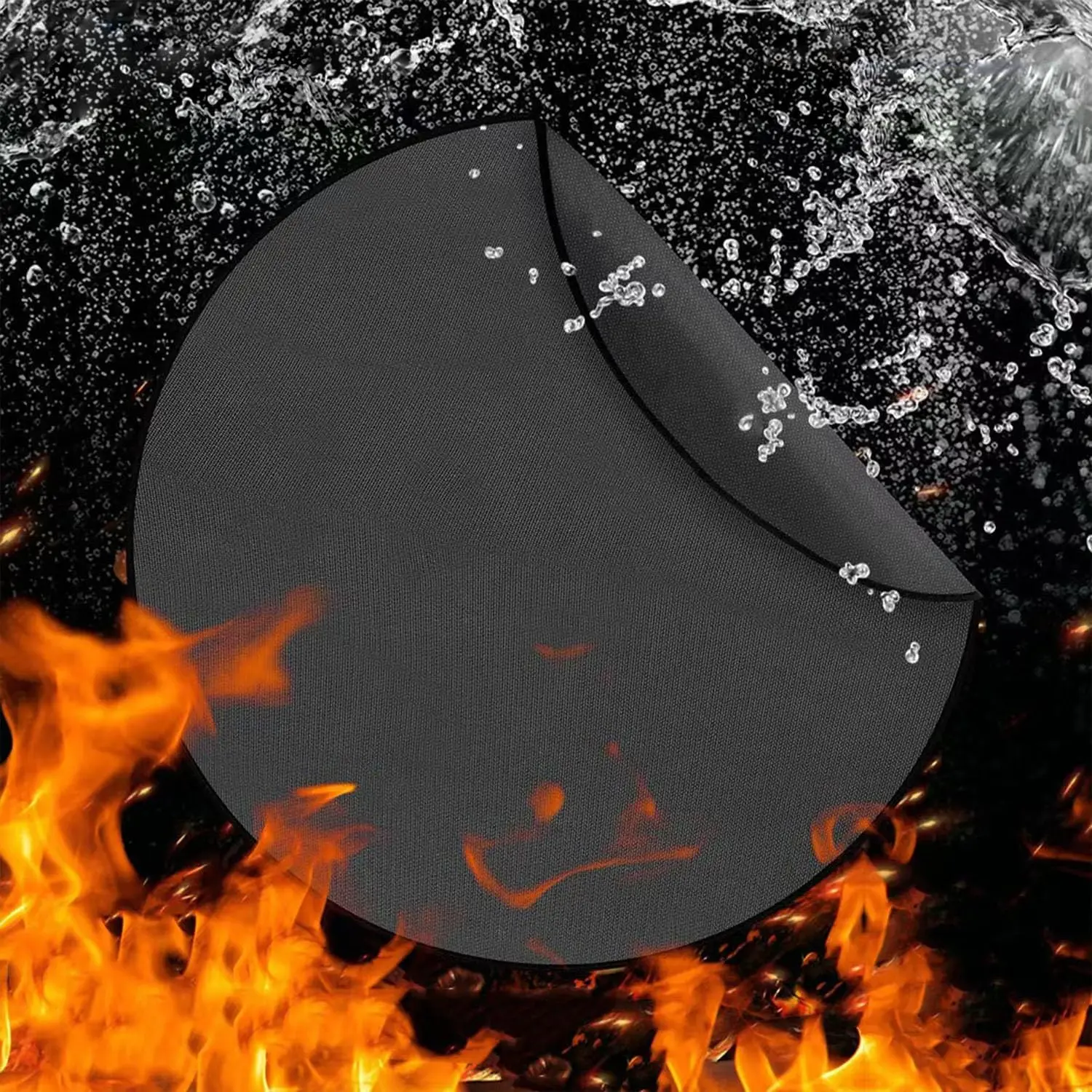 36 inch Black Round Fire Pit Mat Multi-functional Fireproof Mat For Versatile Outdoor Fireproof Floor Protective Mat Heated Mat