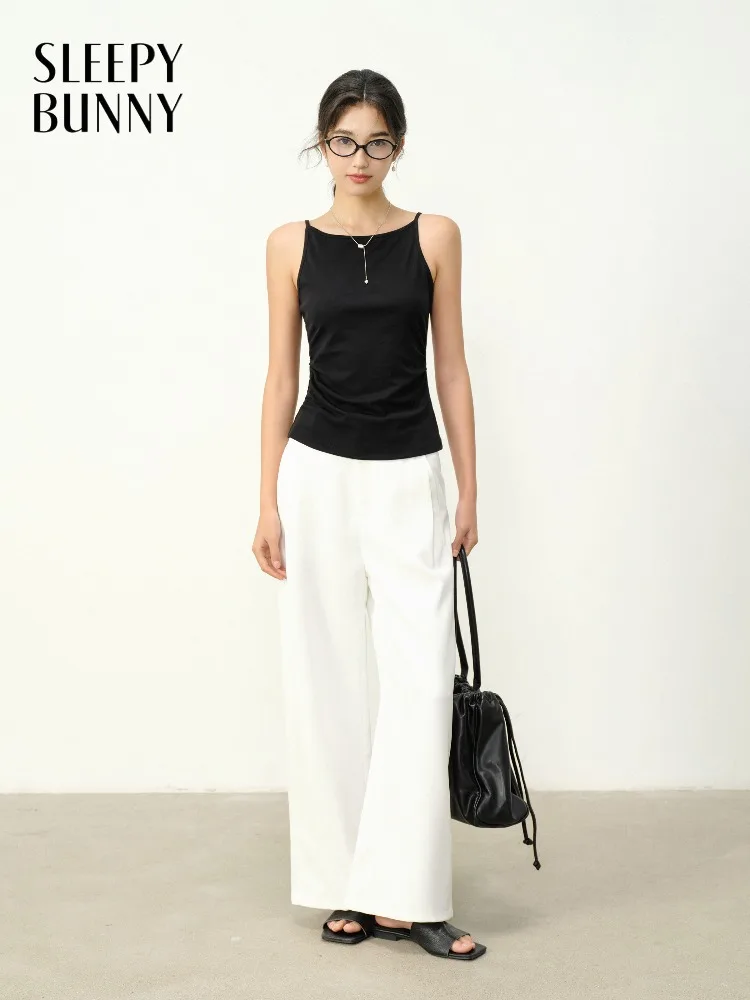 

Black Tank Top Sleeveless Slim Fit Camisole Casual Crop Undershirt Chic Off Shoulder Summer Vest Stylish Slimming Basic Outfit