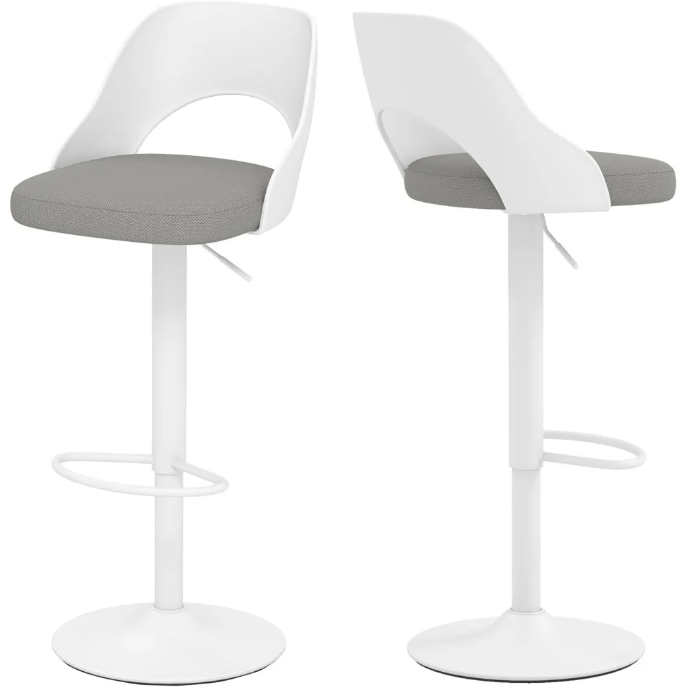 

Modern Barstools Set of 2, Height Adjustable Swivel Counter Bar stool with Hollowed-out PP Back, Upholstered Bar chair