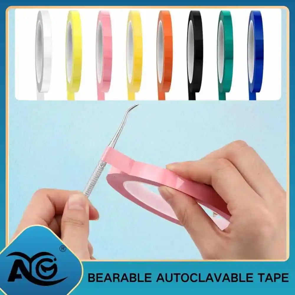 AG 1Rolls 5mm Colorful Dental Instruments Identification Tape 66m Length High Temperature Resistance 8 Color autoclavable