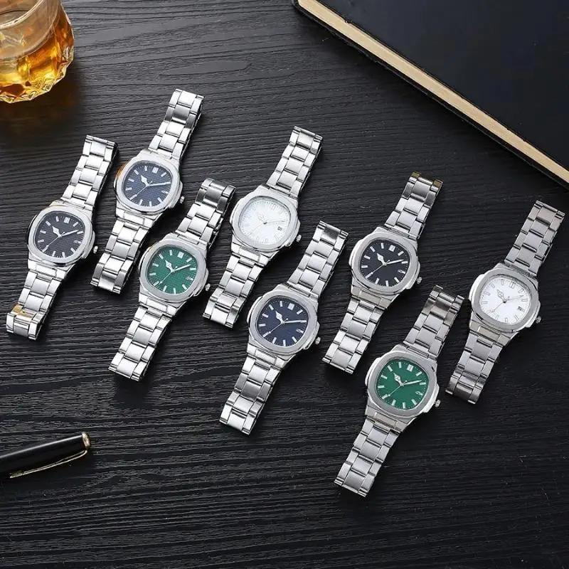 Fashion Business Men Watch Luxury Quartz Wristwatch Stainless Steel Date Square Business Watch for Men Gift