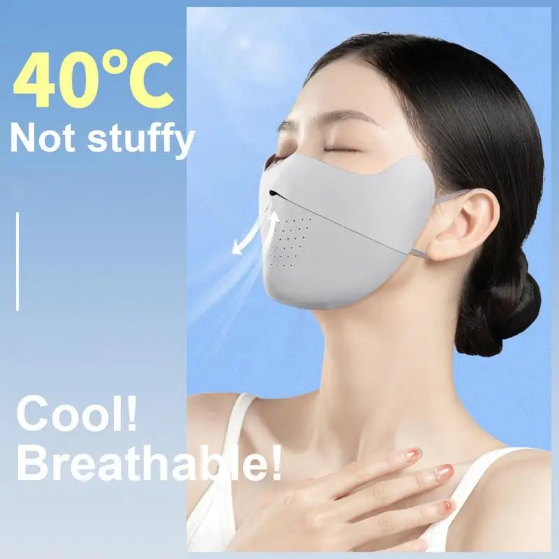 ผู้หญิงผู้ชายครีมกันแดด Face COVER กีฬากลางแจ้งขี่จักรยาน Breathable ล้างทําความสะอาดได้ผ้าไหมน้ําแข็งครอบคลุม Righing การล่าสัตว์เดินป่า