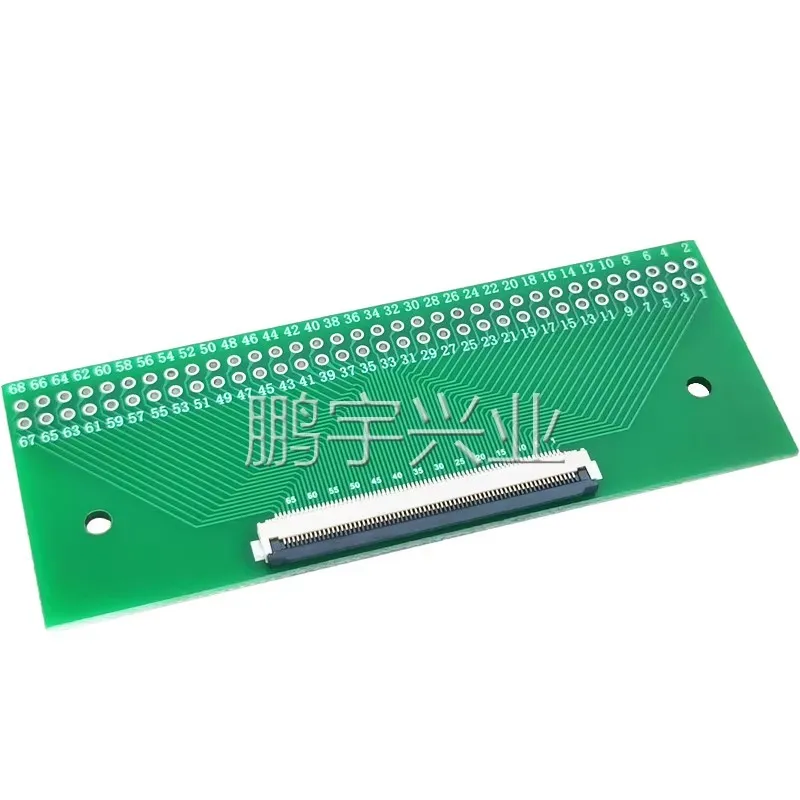 Placa adaptadora FFC/FPC-68PIN en inserción recta 2,54 y soldar la placa adaptadora de cable de fila suave de la prueba de asiento de paso 0,5