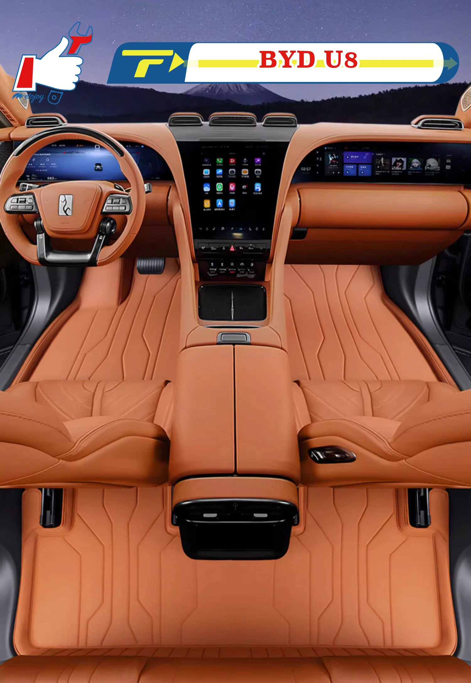 

Left-hand Drive Car Floor Mat For BYD U8 2023-2024 Full-Surround Foot Mat Mat Floor Liner Floor Carpet Water-proof Mat