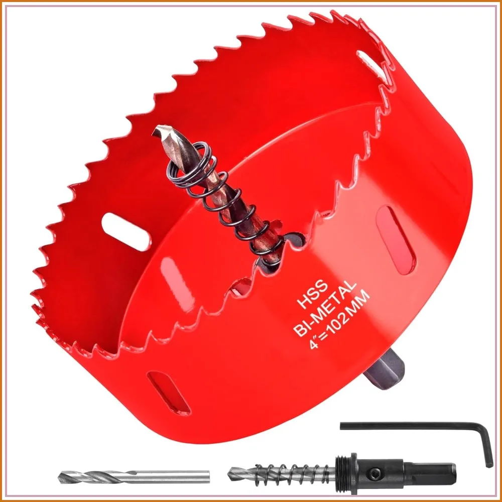 

4" HSS Bi-Metal Hole Saw for Wood, Metal, Plastic, Drywall - Includes Pilot Bit