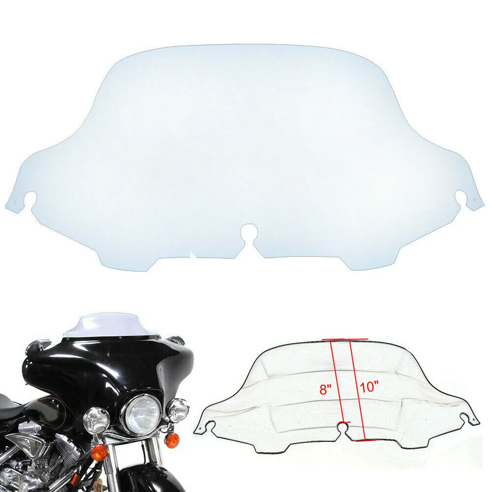 

8" Wave Windshield Windscreen Upper Fairing Wind Deflector Motorcycle For Harley Touring Street Glide Trike Tri Glide 1996-2013