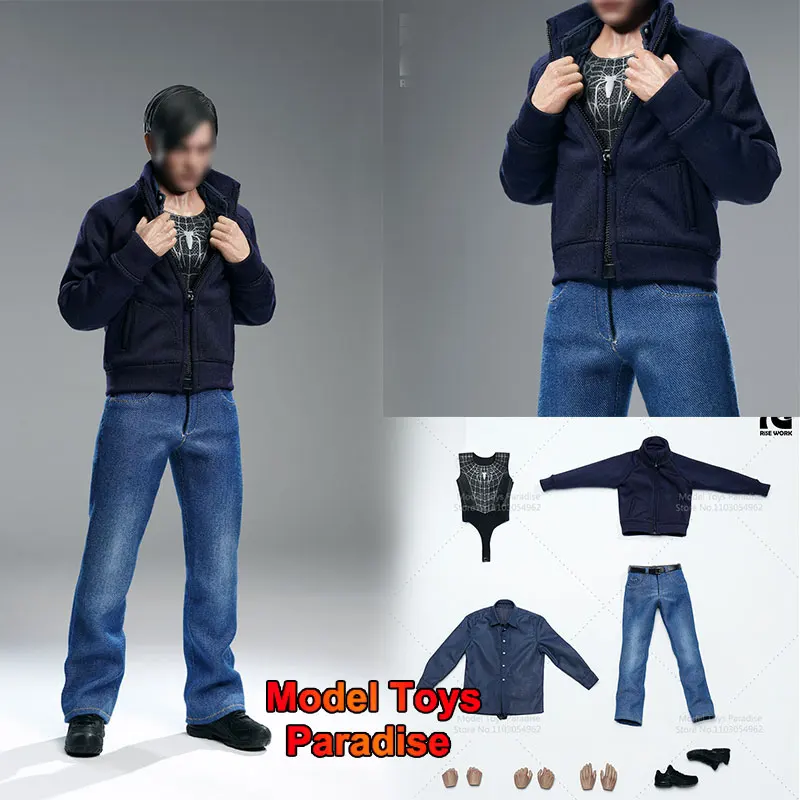 

Rise Work RW01 1/6 Scale Spider Tobey Soldier Casual Shirt Sports Jacket Straight-leg Jeans Fit 12Inch Action Figure