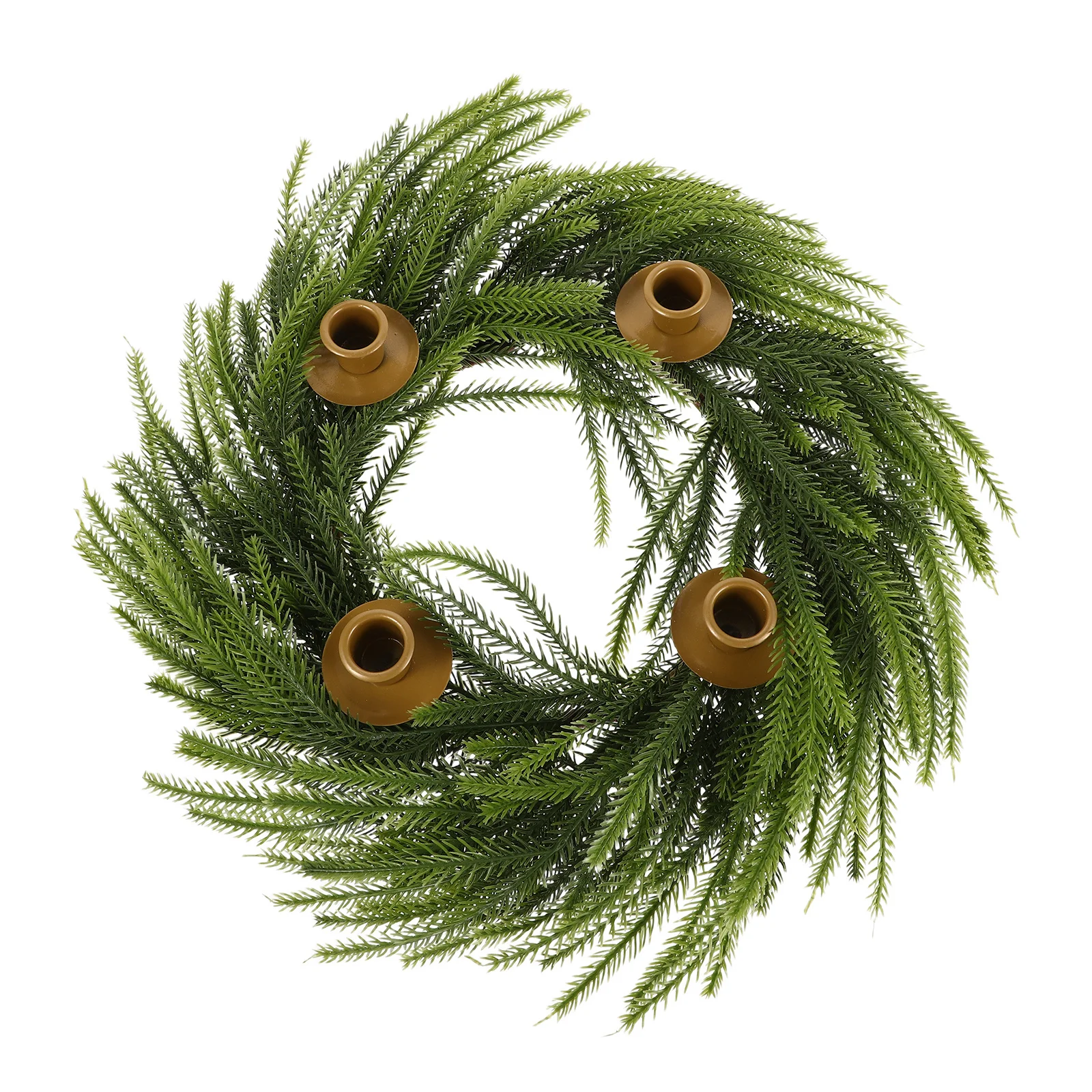 

Golden Christmas Wreath Elegant Advent Holder Table Fireplace Shelf Window Display Holiday Centerpiece