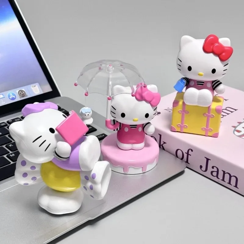 Sanrio Hello Kitty Momentary Signal Series Clockwork Action Figure Ornaments Cartoon Anime Character Kawaii Doll Gift Decoration