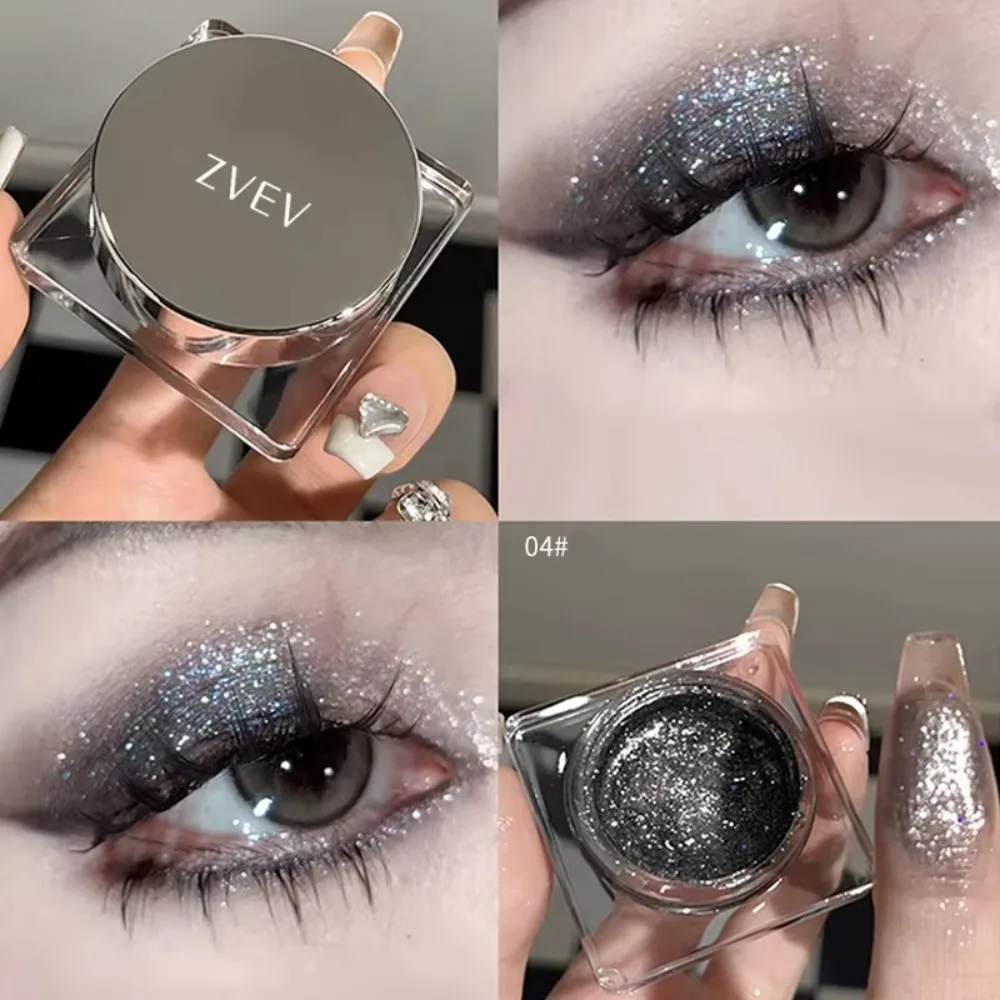 New Trendy Glitter Punk Smoky Black Eyeshadow Palette Gel Makeup Wet Eyes Shadow Cosmetics Metallic Dark Silver Highlighter