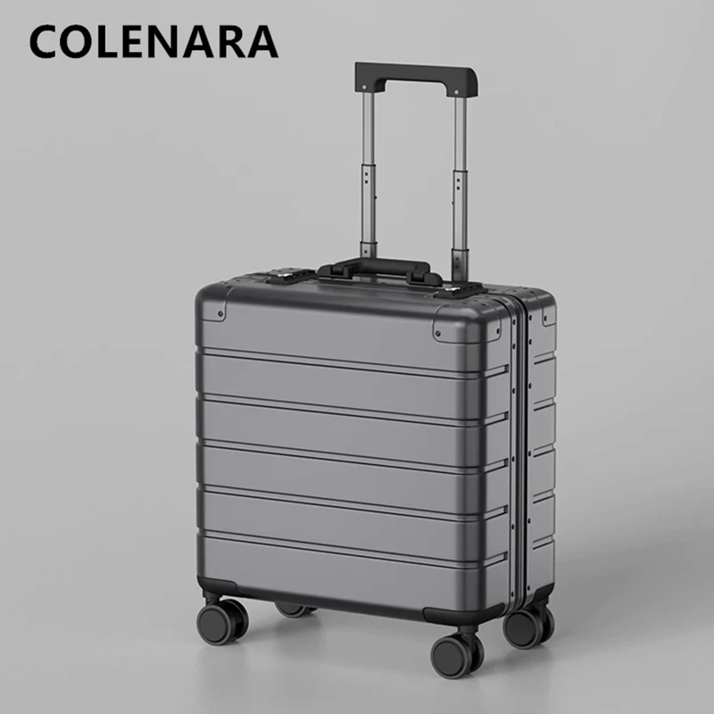 

COLENARA Small Luggage All Aluminum Magnesium Alloy Boarding Box Business Trolley Case Men's 18 Inches with Wheel Suitcase