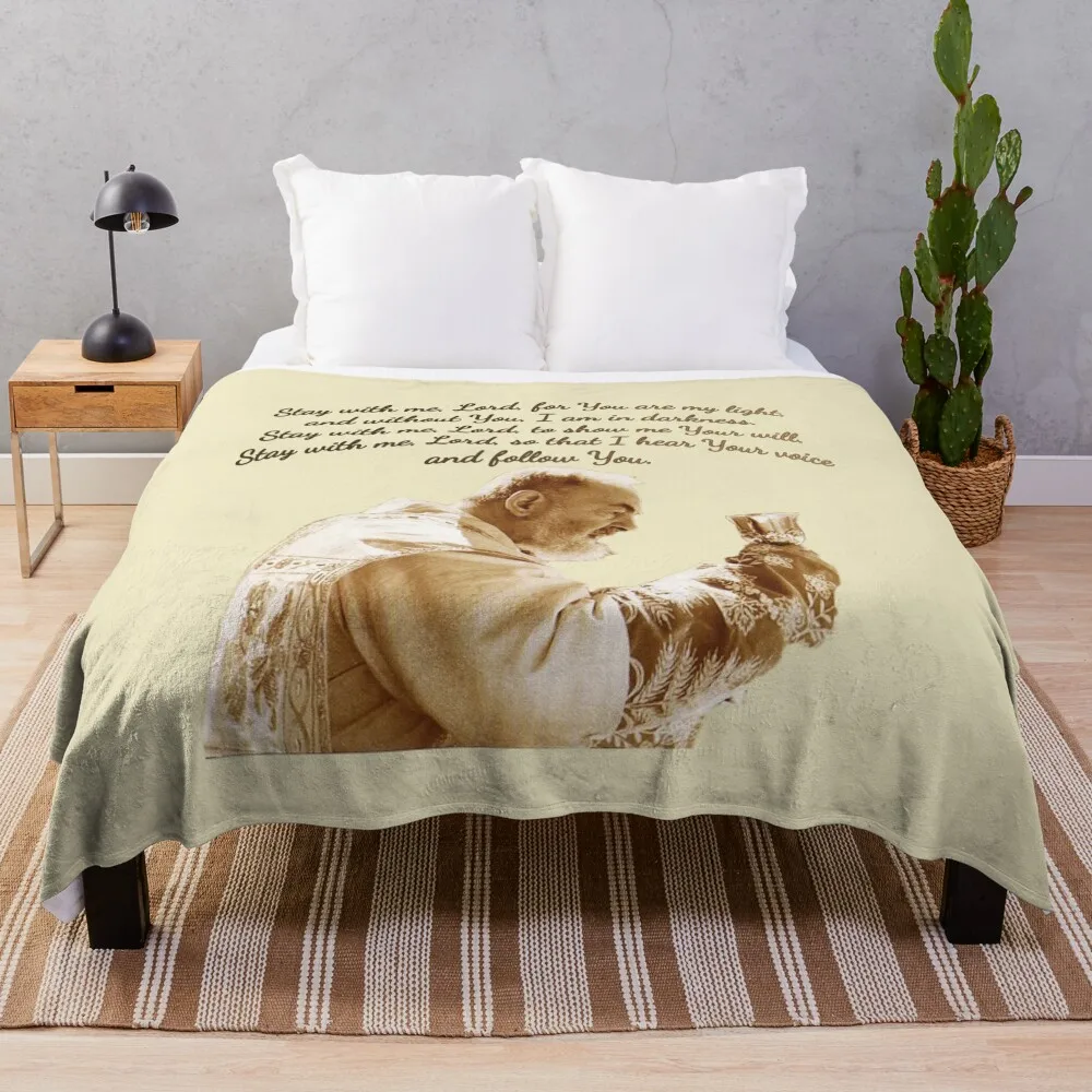 

Padre Pio of Pietrelcina; Stay with me, Lord, Throw Blanket Luxury Brand Blanket