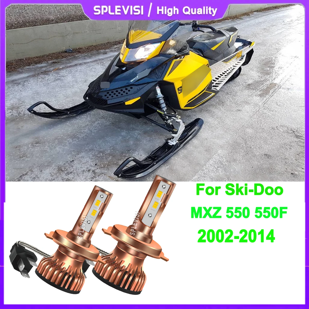 

H4 HS1 9003 led headlight -for brighter, clearer illumination For Ski-Doo MXZ 550 550F 2002 2003 2004 2005 2006 2007 2008-2014