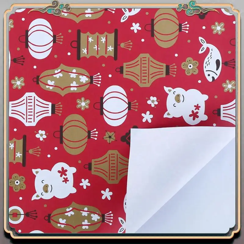 مجموعة أوراق تغليف A46M مكونة من 12 قطعة، مهرجان الربيع السنة الصينية الجديدة DIY هدية ورق تغليف أحمر، 70 سم × 50 سم