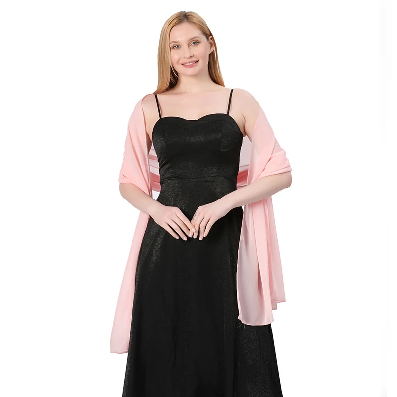 Monocromático Chiffon Xaile estendido para a senhora, noiva e madrinhas, vestido de casamento, Dinner Party, alta qualidade