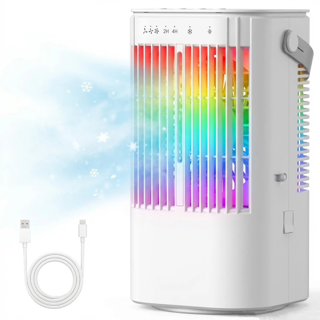 

Summer USB Portable Fan Mini Silent Desktop Cooling Fan Suitable for Bedroom Living Room Study Travel Camping Spray Function