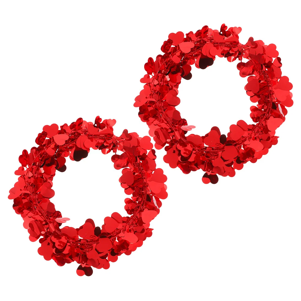 

2Pcs Valentine Day Heart Garland Long Romantic Wedding Home Decor Mother's Day Heart Shaped Wreath Party Decoration