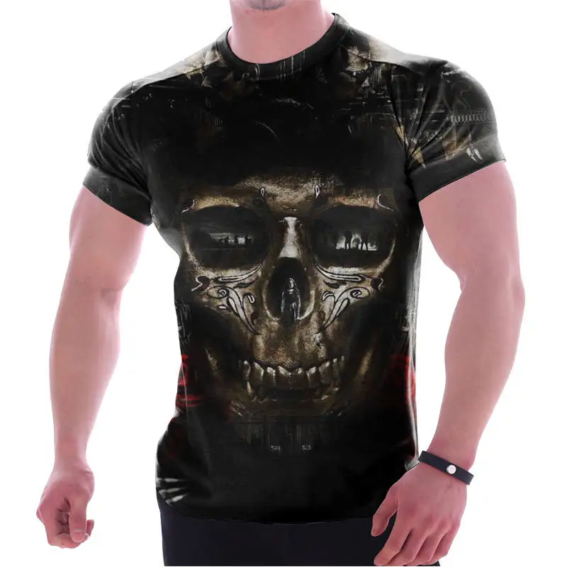 New Skull Sports Second Skin Boxing MMA T-shirt Men Bjj Kickboxing Rashgarda MMA Compression Shirts Workout Rash Guard Clothing