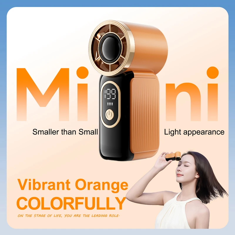 Lenovo Handheld Turbo Fan USB Rechargeable  Digital Display Protable Pocket Fans 199 Adjustable Speeds for Daily Use & Travel image 2