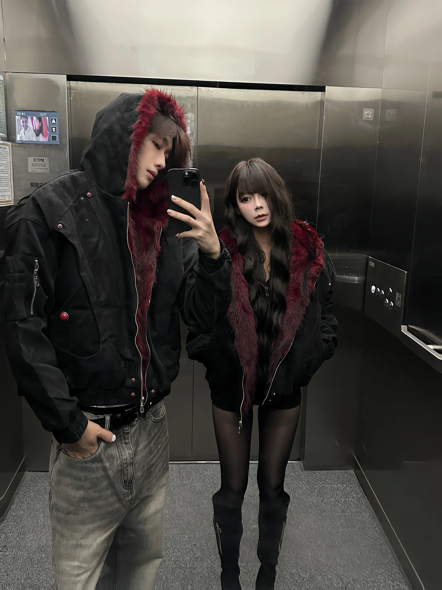 Jaket Hoodie Retro Amerika Bahan Katun Kulit PU Berlapis Fce, Model Lebar untuk Pria, Musim Gugur Musim Dingin, Model Ci Sle, Mantel Panjang