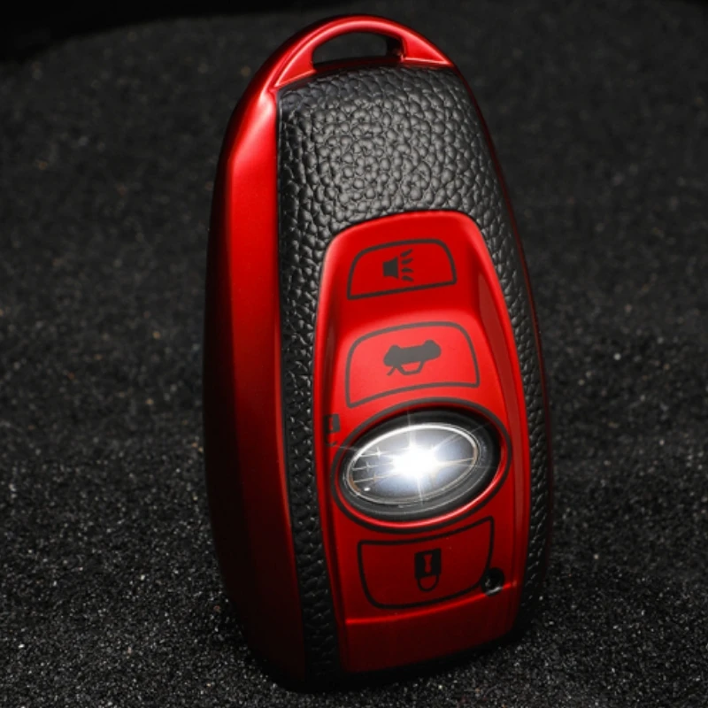 Leather Key Case Fob For Subaru Legacy Impreza Forester XV BRZ WRX Levorg Keyless Remote Key Cover Shell 2017 2018 2019