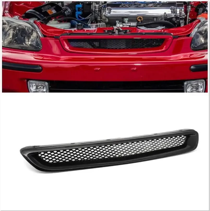 Car Carbon Fiber Mesh ABS Front Hood Grille Grill for 96-98 Honda Civic EJ/EK JDM Type R