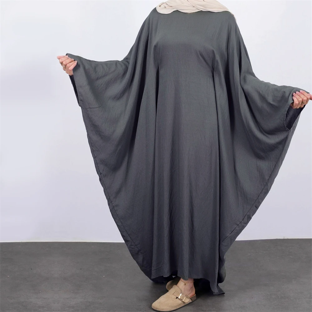 

Abayas Casual Modest Muslim Women Bat Sleeve Maxi Dresses Turkey Kaftan Eid Mubarak Party Dubai Islamic Femme Arab Robe Jalabiya