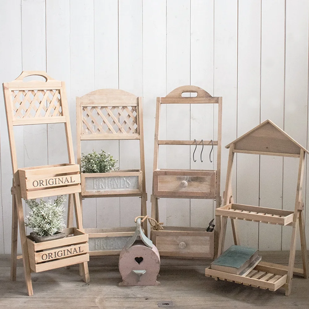 

Planter Stand Double Tier Customized Multifunction Wooden Flower Plant Pot Stand Shelf Rack Plant Stand