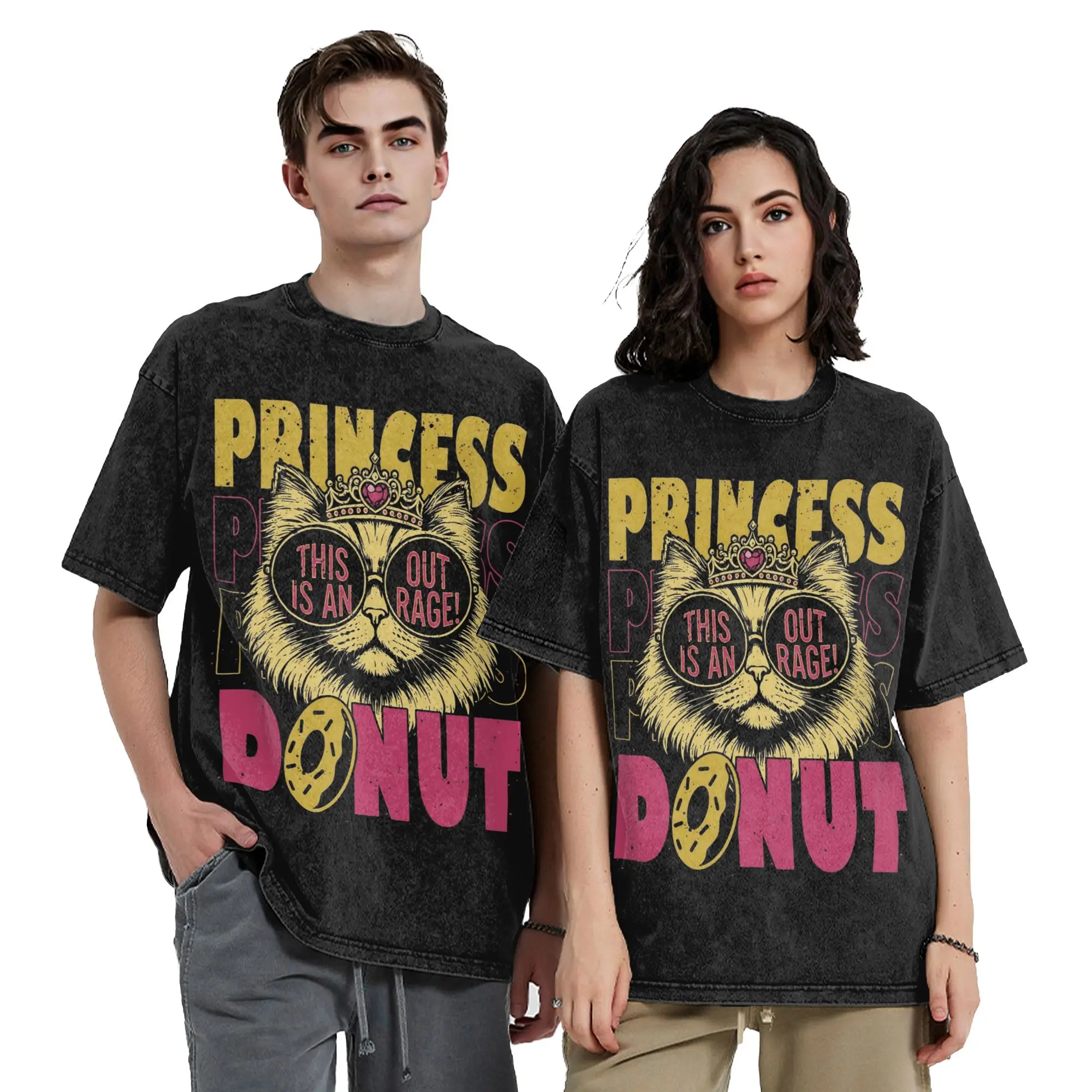 Princess Donut Dungeon Crawler Carl T Shirts Hip Hop Washed T-Shirts  Vintage Men Women Tops Streetwear Graphic Tee Shirt