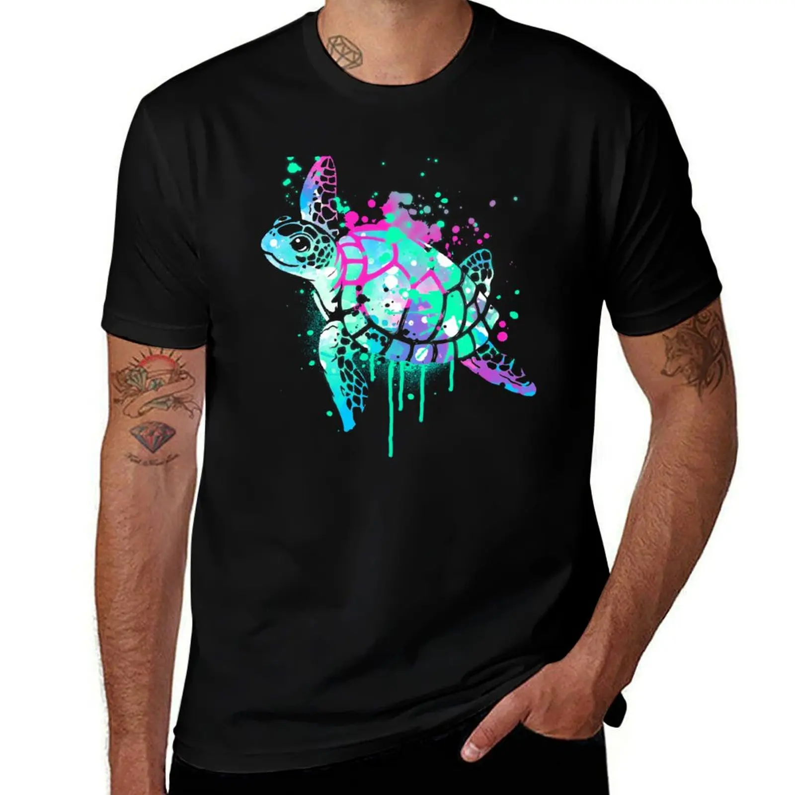

Fluo sea turtle T-Shirt blacks valentines clothes sublime rapper graphic tees men tshirt