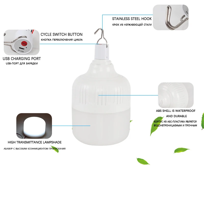 Luci di emergenza a LED ricaricabili USB 650W lanterne portatili da esterno lampadina lampeggiante con lanterna a batteria luce da campeggio per barbecue