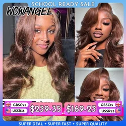 250% pré tout 13x6 HD dentelle frontale perruques chocolat brun vague de corps perruques fondre peaux perruques de cheveux humains pré plumées pour femme