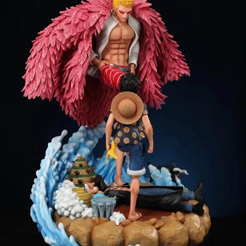 21cm jednoczęściowa figurka Donquixote Doflamingo Vs Luffy figurka Anime Luffy figurka Gk statua lalka Model dekoracja zabawka prezent urodzinowy