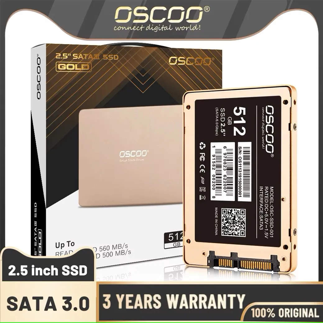 OSCOO SATA3 SSD ไดรฟ์ HDD 2.5 ฮาร์ดดิสก์ SSD 128GB 512GB Hard Disk Disc 2.5 "ไดรฟ์ Solid State ภายในสําหรับเดสก์ท็อปพีซีแล็ปท็อป