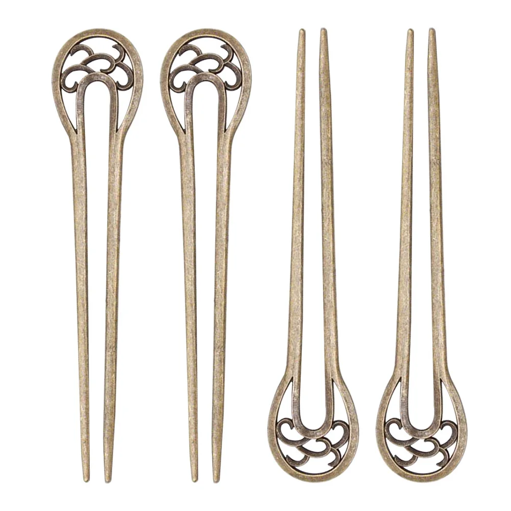 

4 Pcs Vintage Metal Hairpin U shaped Buns Clip Retro Decor Fork Headdress Stick Elegant Alloy Accessory Women Ancient