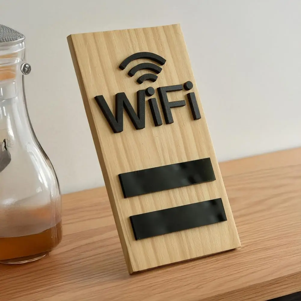 Wifi Sign Tabletop Wooden WIFI Password Sign Wireless Network Display Board for Restaurant Supermarket Home Bar Coffee Dorms