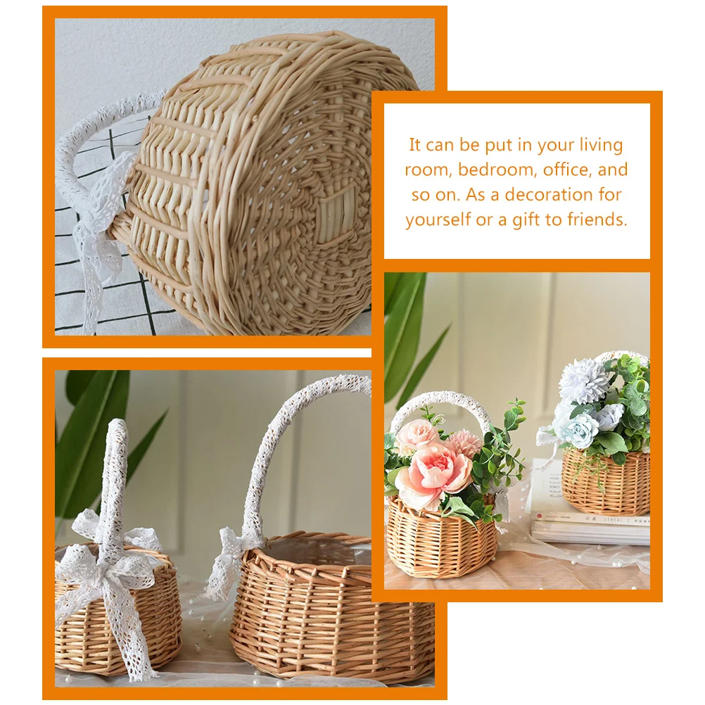 

Rattan Woven Storage Basket Handmade Organizer Kitchen Living Room Bedroom Sundries Vegetables Fruits Holder