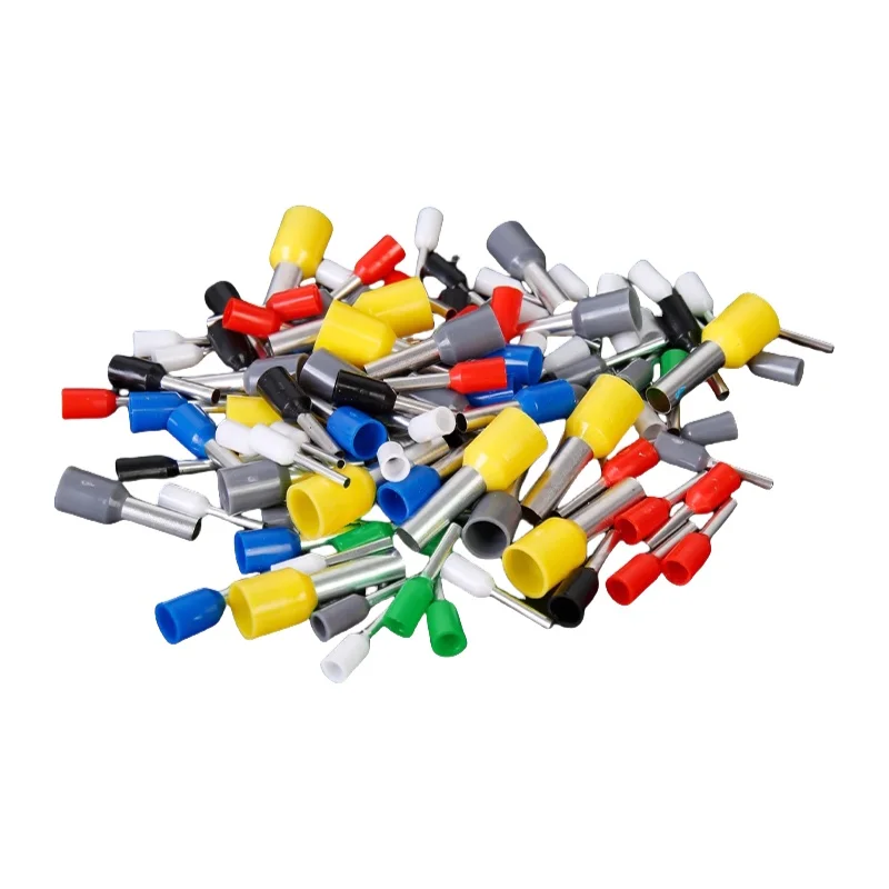 100PCS E1612-E5020 Insulated Crimp Terminals, Tubular Wire Ferrules Electrical Connectors Cold Pressed Ring Terminal