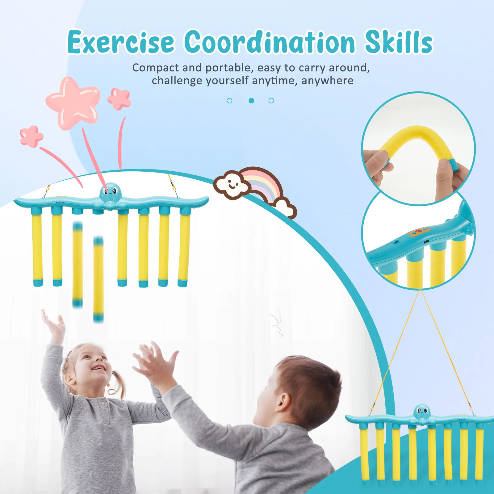 เกมฝึกฝนการประสานงานระหว่างมือและตา รีเฟล็กซ์ดรอปสติ๊ก ของเล่นฝึกฝนการจับความเร็ว ปรับระดับความเร็วได้ ของขวัญคริสต์มาส