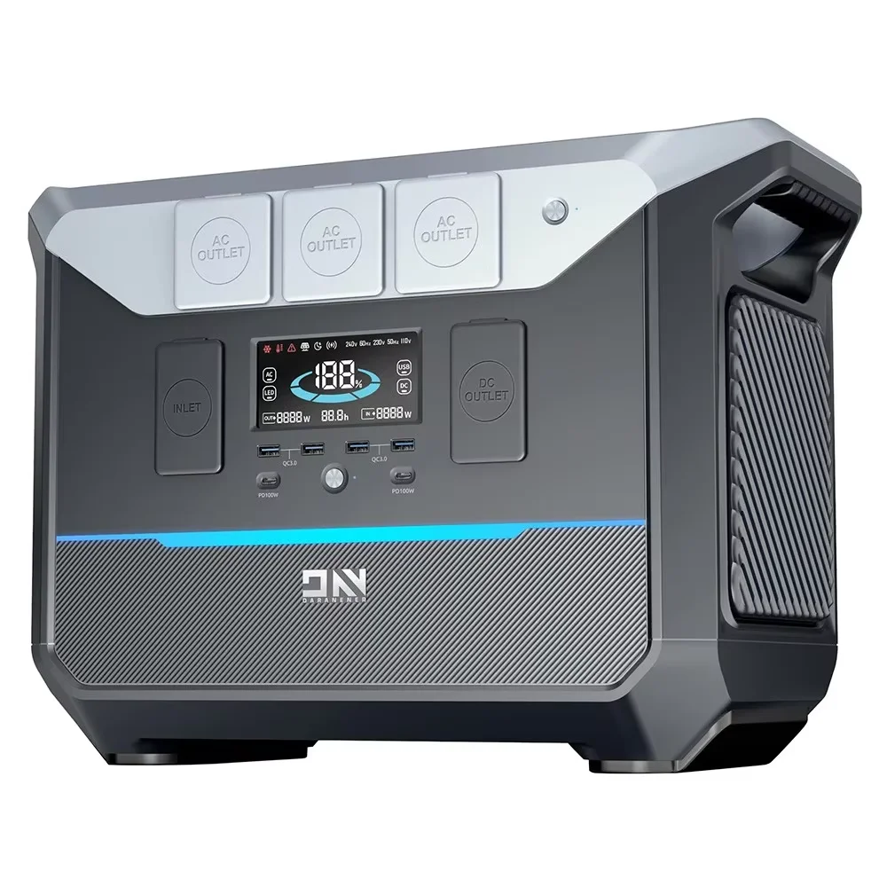 DaranEner NEO2000 Portable Power Station, 2073.6Wh LiFePO4 Solar Generator, 2000W AC Output, 1.8 Hours Full Charge, 14 Ports