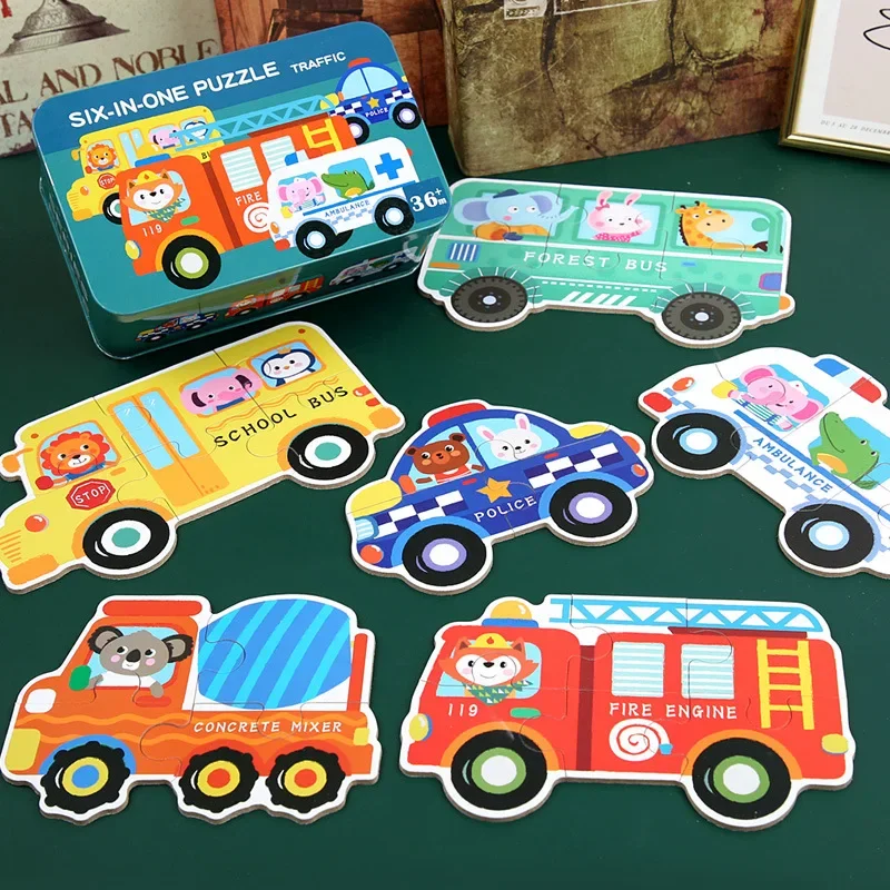 Puzzle per l'educazione precoce dei bambini giocattoli educativi puzzle traffico di animali per bambini aprendizaje y educación giocattoli cognitivi per bambini