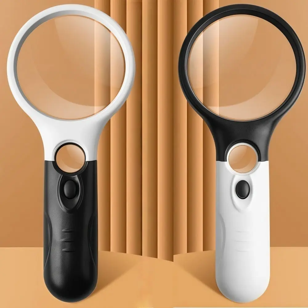 ハンドヘルド 45X 拡大鏡 ダブルレンズ HD ジュエリールーペ 3LED ライト 軽量 コイン スタンプ 拡大鏡 高齢者読書