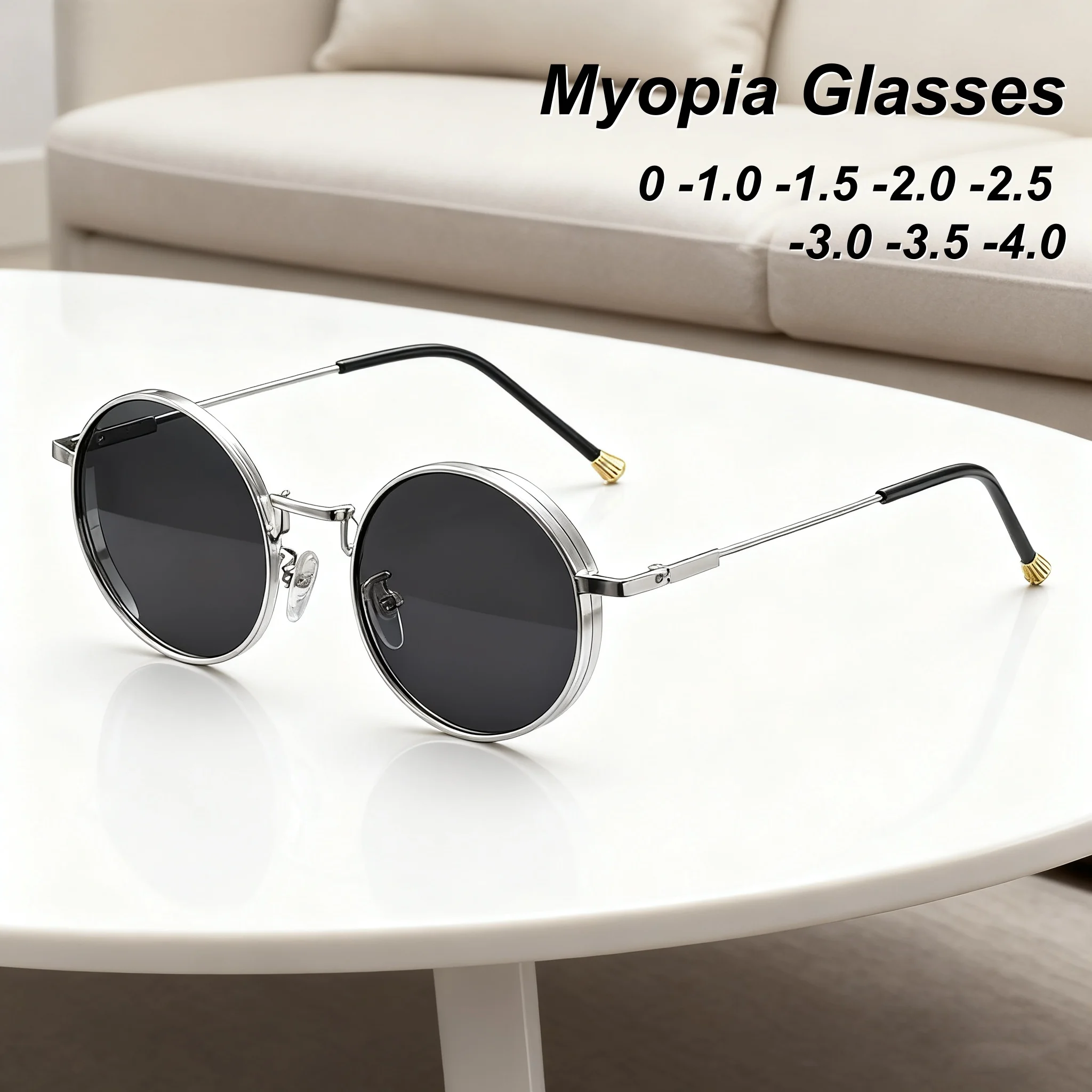 

Retro Personalized HD Metal Round Frame Women's Myopia Glasses Fashion Outdoor Neutral High Quality Driving Punk Glasses