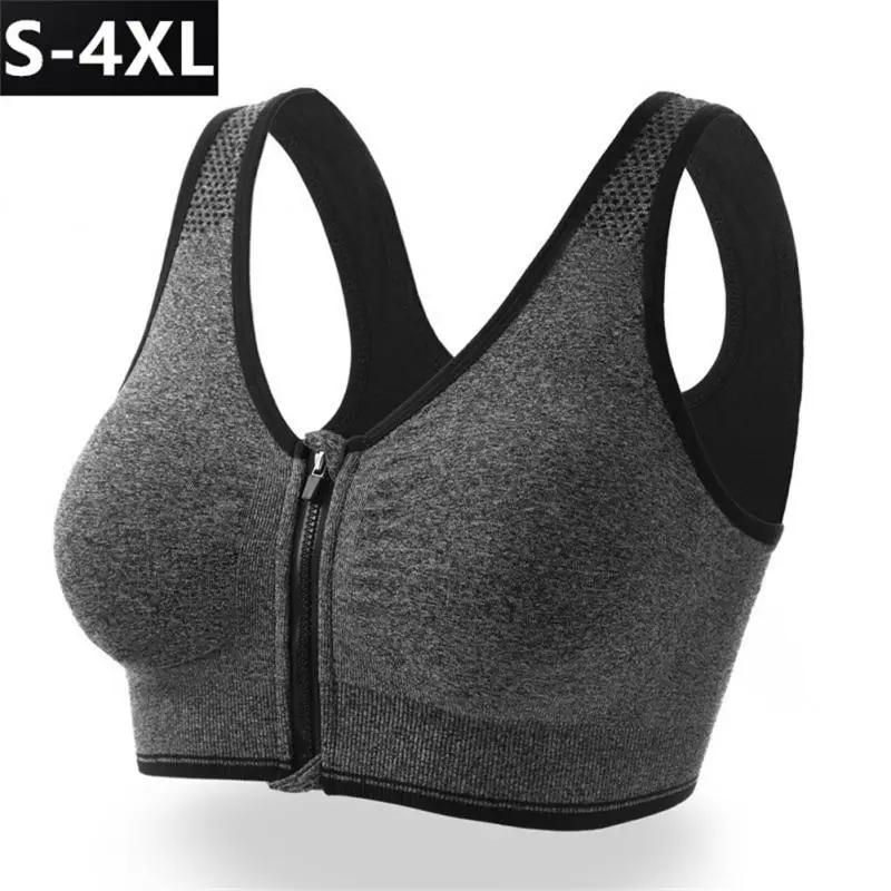 Women Push Up Zipper Sports Brassiere Padded Wirefree Shockproof Breathable Sports Tops Fitness Gym Yoga Sports vest Bra Top