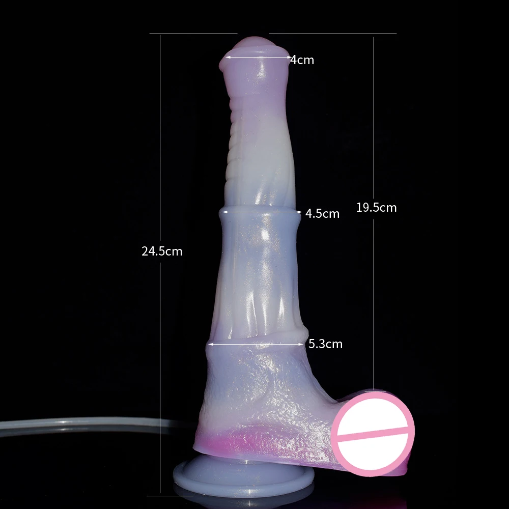 Long Horse Squirt Dildo with Sucker Fantasy Silicone Large Realistic Animal Penis Color Mixed Anal plug Sex Toy for Women Men 18