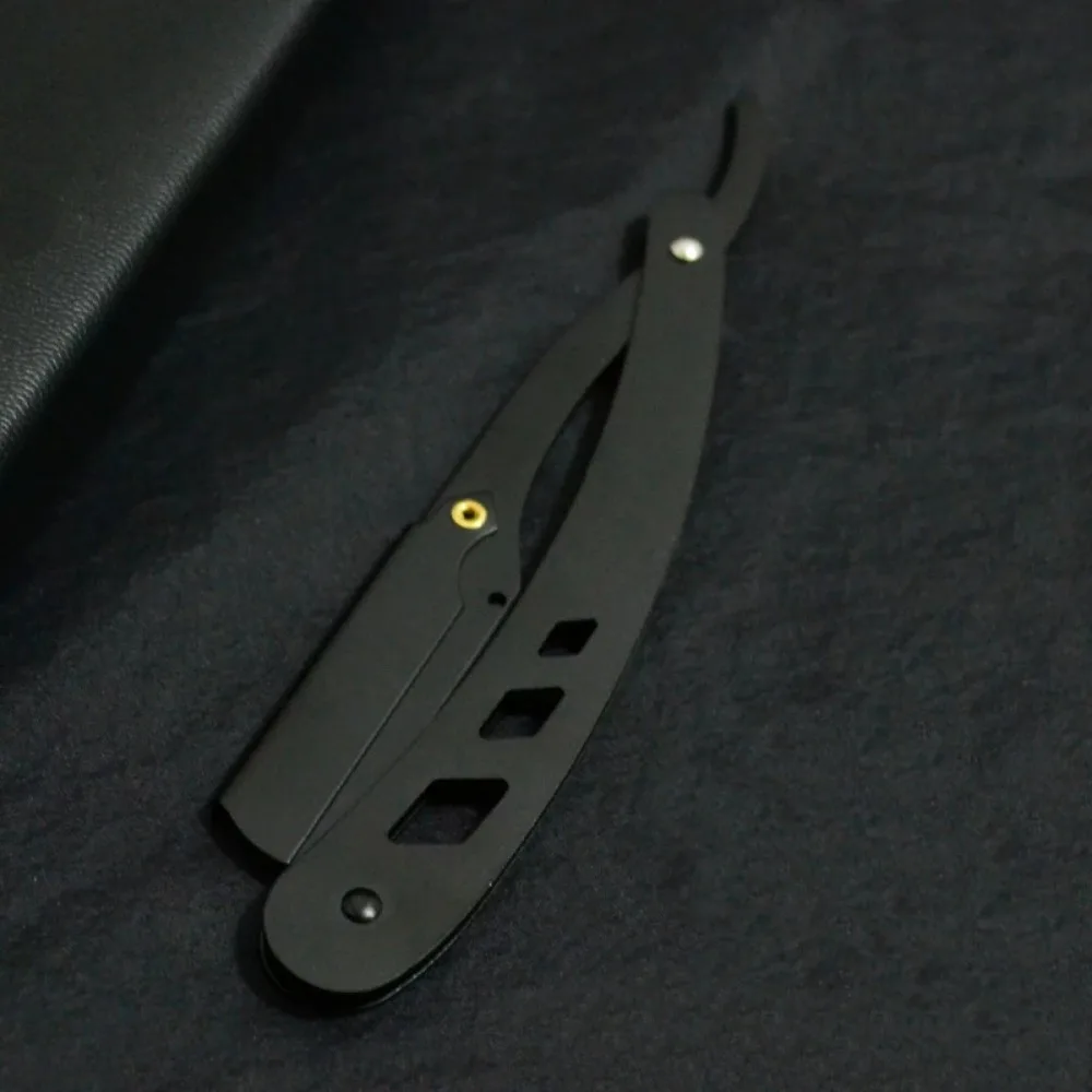 1Pcs Männer Rasieren Barber Tools Haar Rasiermesser und Klingen Antike Schwarz Klapp Rasiermesser Unisex Haar Entfernung (Ohne klinge) – Detail 8