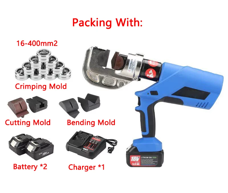 Electric Hydraulic Pliers EZ-400, Three Functions, Copper Aluminum Steel Plate Cutting, Bending, Terminal Crimping