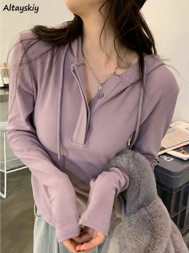 

With Hat Hoodies Women Cropped Slim Tender Girlish Sweet Retro Sexy Fashion Basic All-match Casual Sun-proof Cozy Ulzzang Female