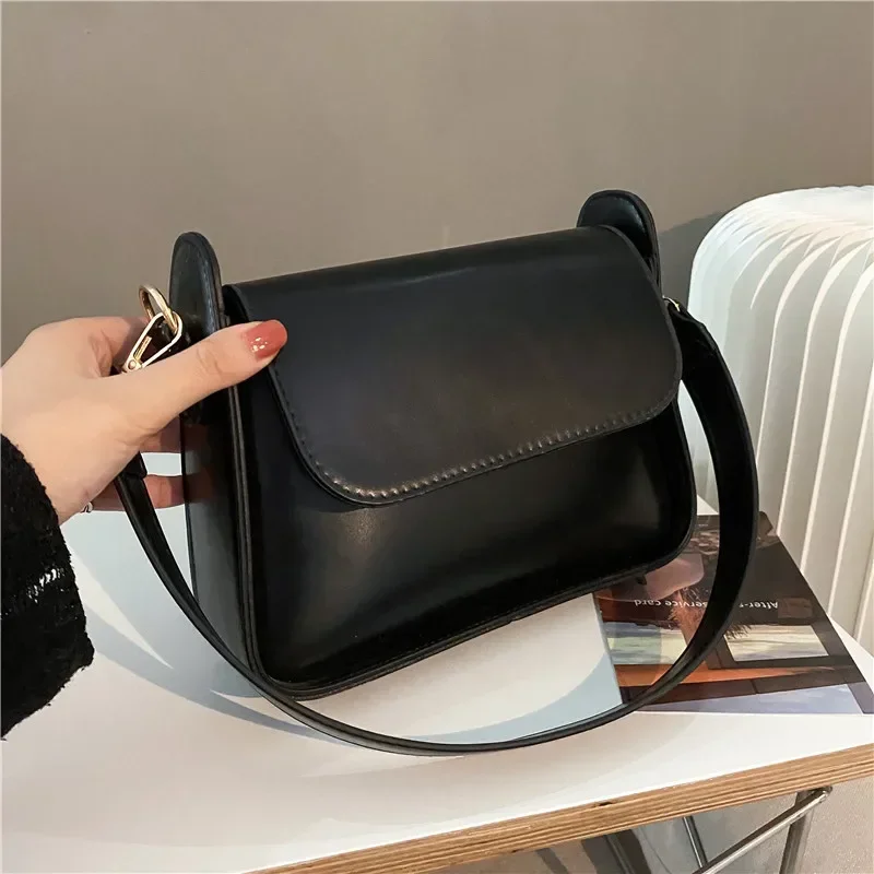 Sacs à bandoulière simples en cuir PU pour femmes, sac à main solide, sac initié au document, cartables, pochette de mode, petit sac à main, sac à main pour femme, fourre-tout