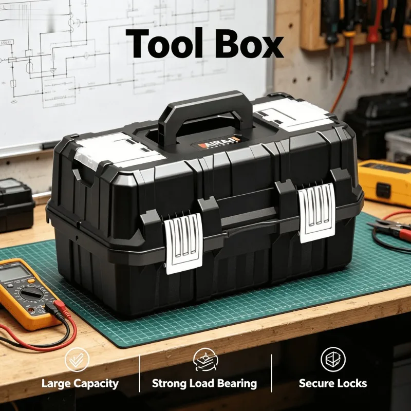 Portable Multipurpose Tool Chest for Car Home Electrician Hardware Organizer Storage Box Foldable 3 Tier Heavy Duty Toolbox